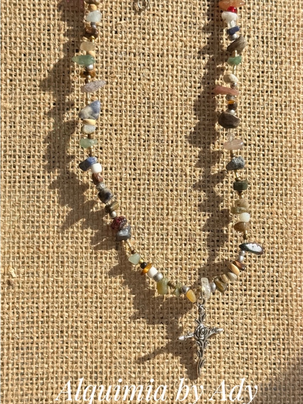 Multi stone Rosary Necklace with Crucifix - Picture 10 of 11